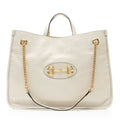 Gucci Leather Horsebit 1955 Chain Large Tote Bag - White