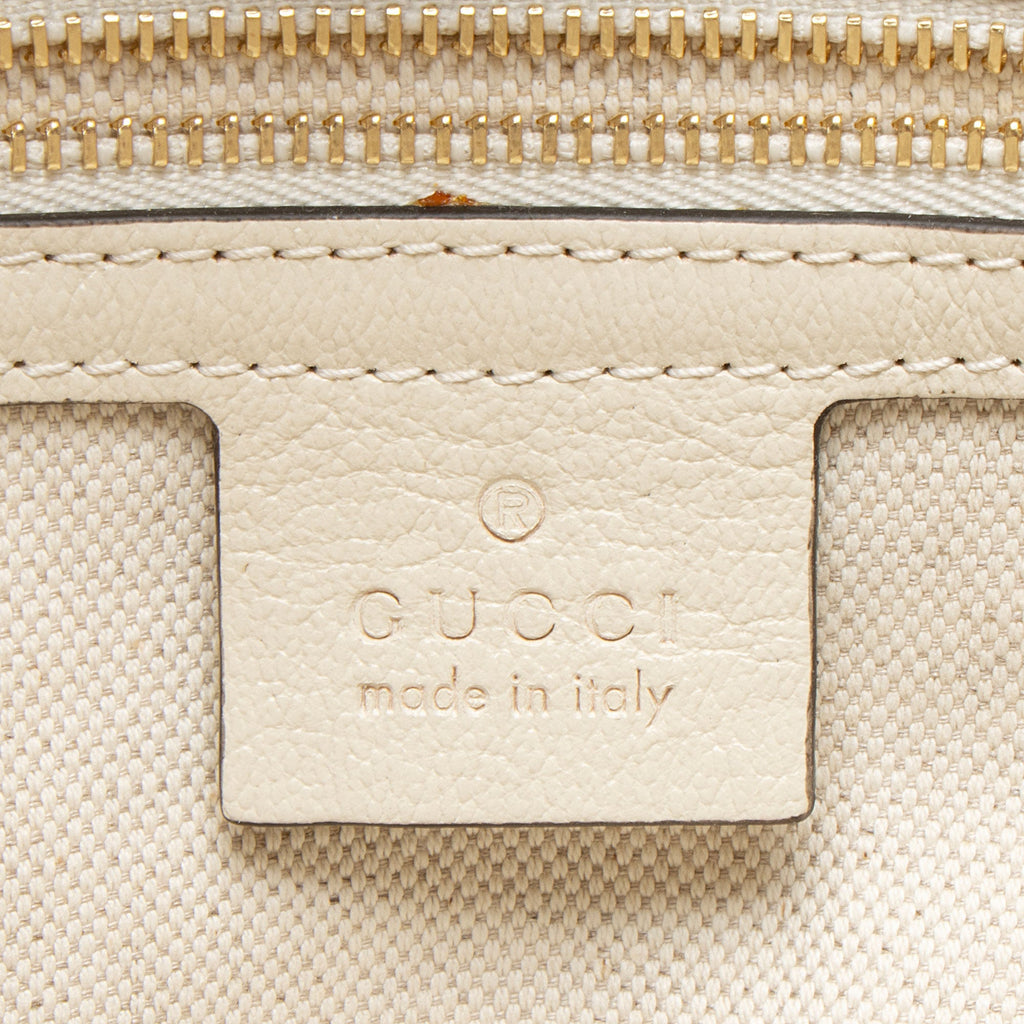 Gucci Leather Horsebit 1955 Chain Large Tote Bag - White
