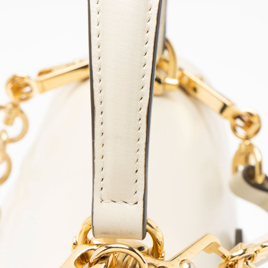Gucci Leather Horsebit 1955 Mini Chain Top Handle Satchel - White