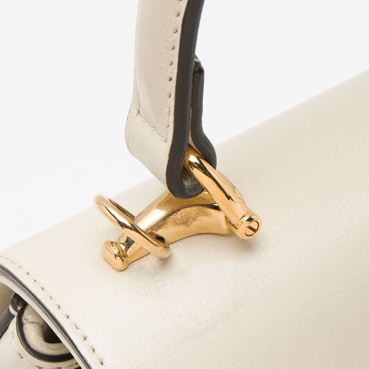 Gucci Leather Horsebit 1955 Mini Chain Top Handle Satchel - White