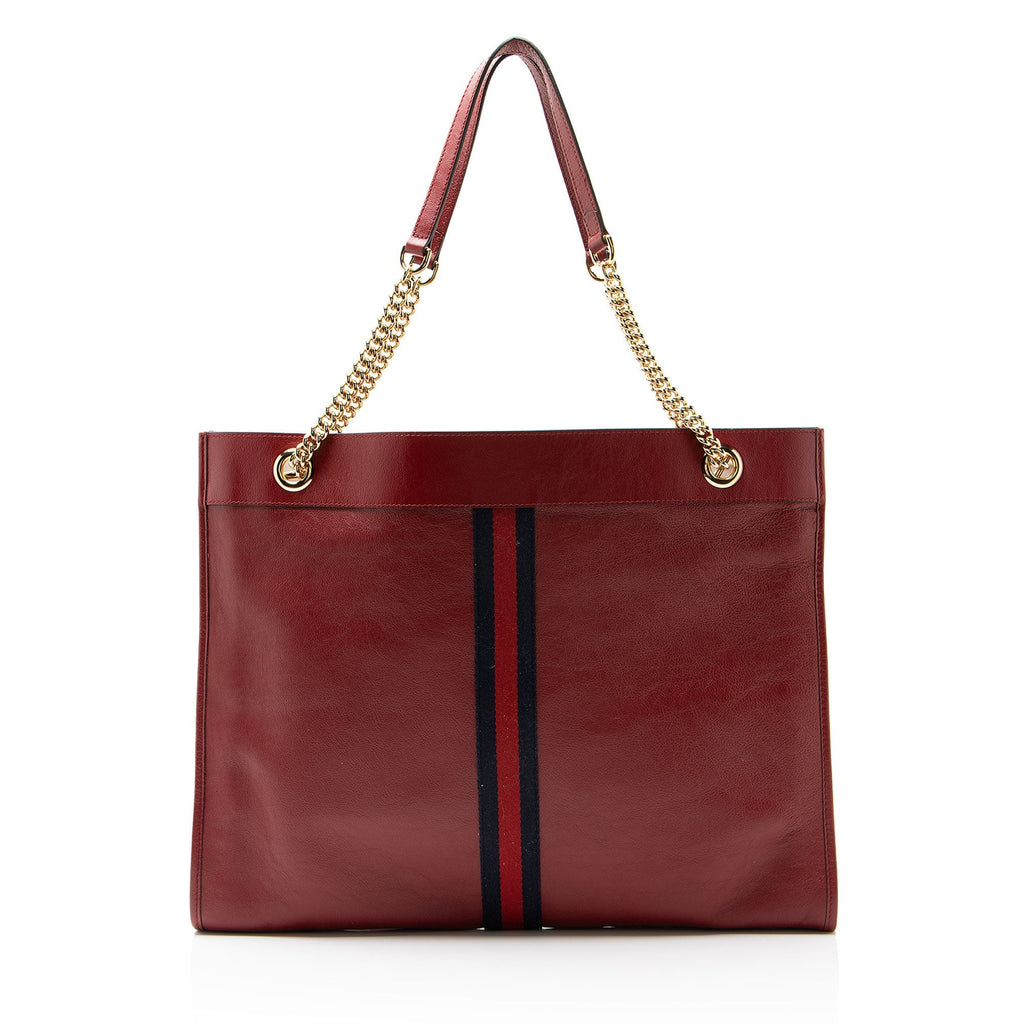 Gucci Leather Rajah Large Tote Bag - Red