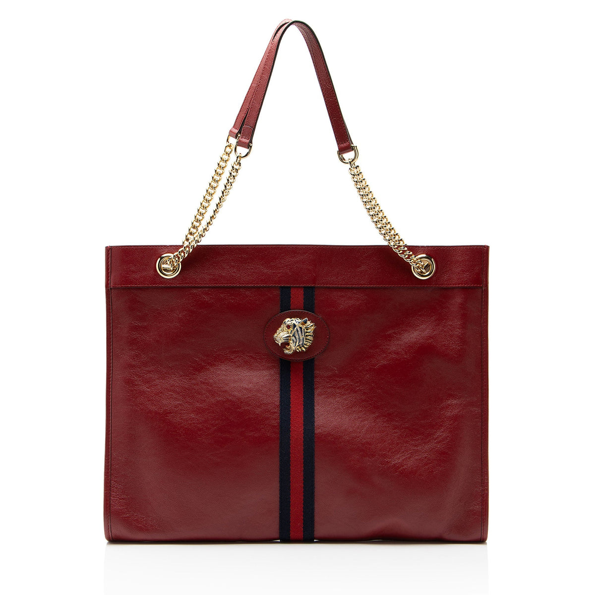 Gucci Leather Rajah Large Tote Bag - Red