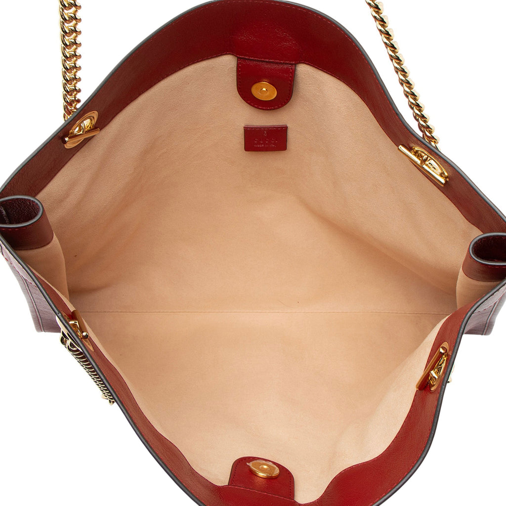 Gucci Leather Rajah Large Tote Bag - Red