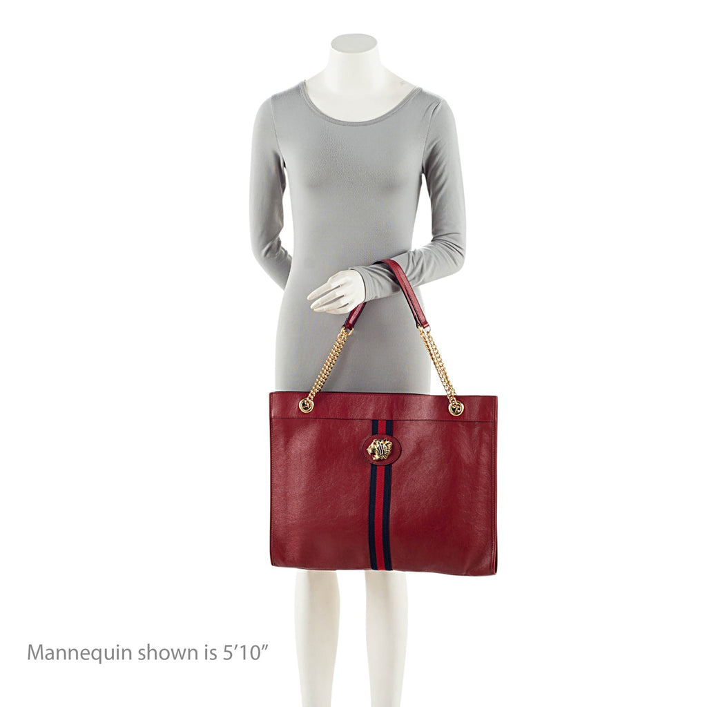 Gucci Leather Rajah Large Tote Bag - Red