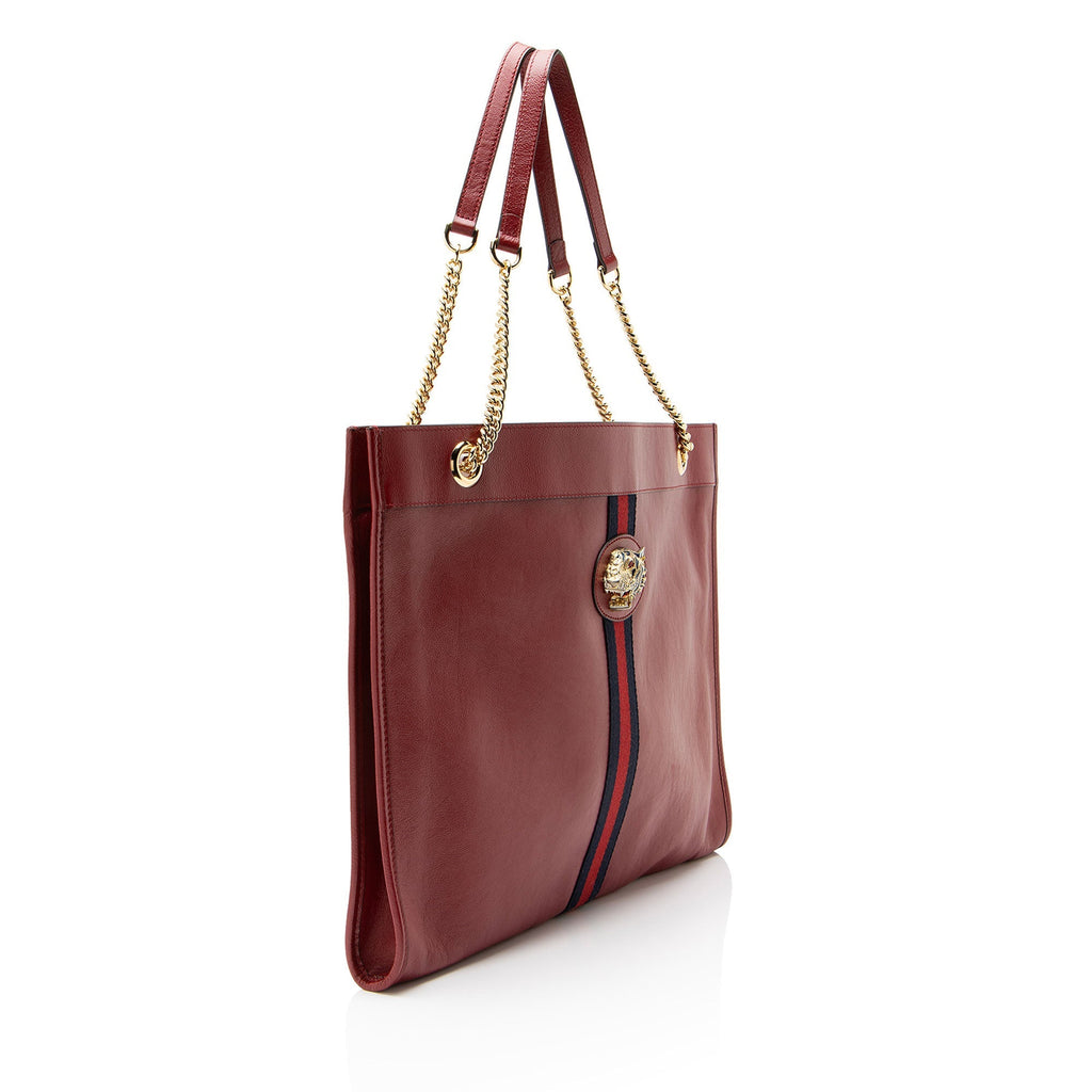 Gucci Leather Rajah Large Tote Bag - Red