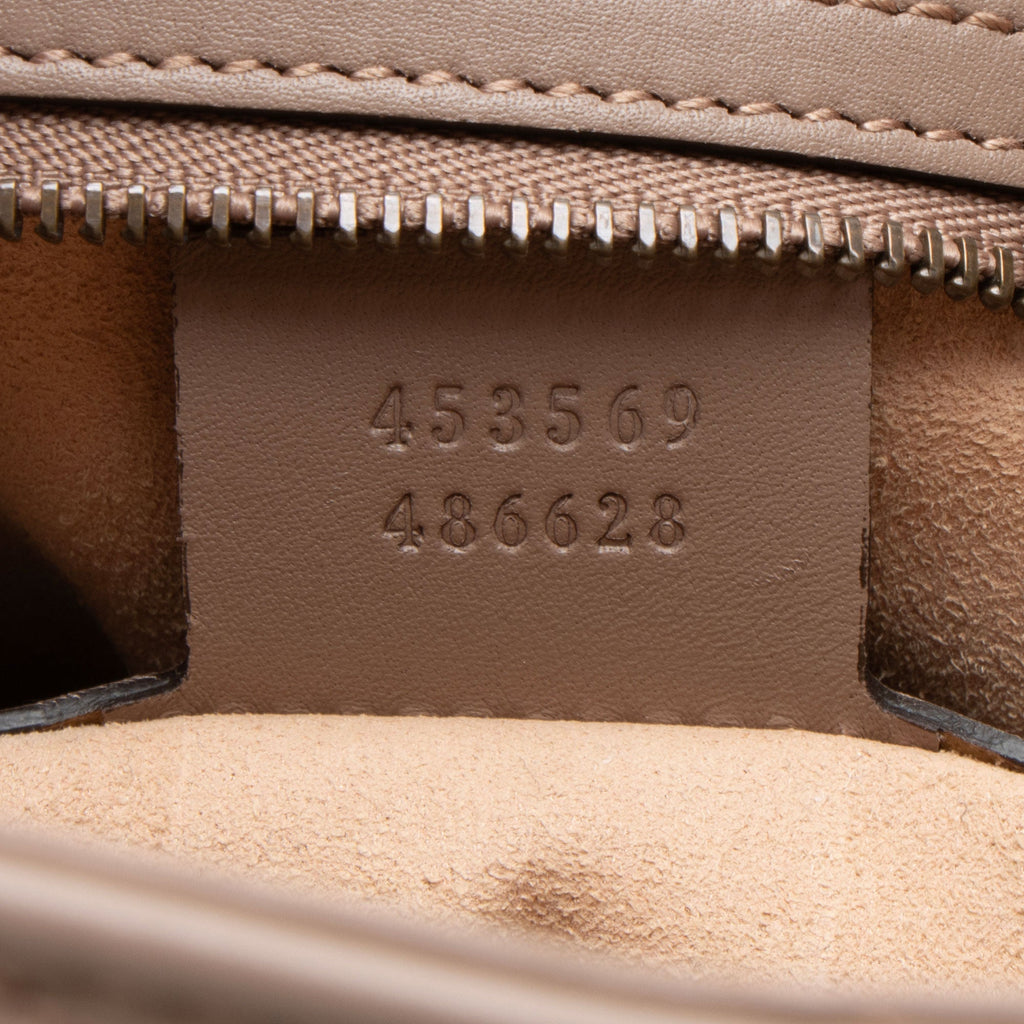 Gucci Matelasse Leather GG Marmont Medium Chain Shoulder Bag - Beige