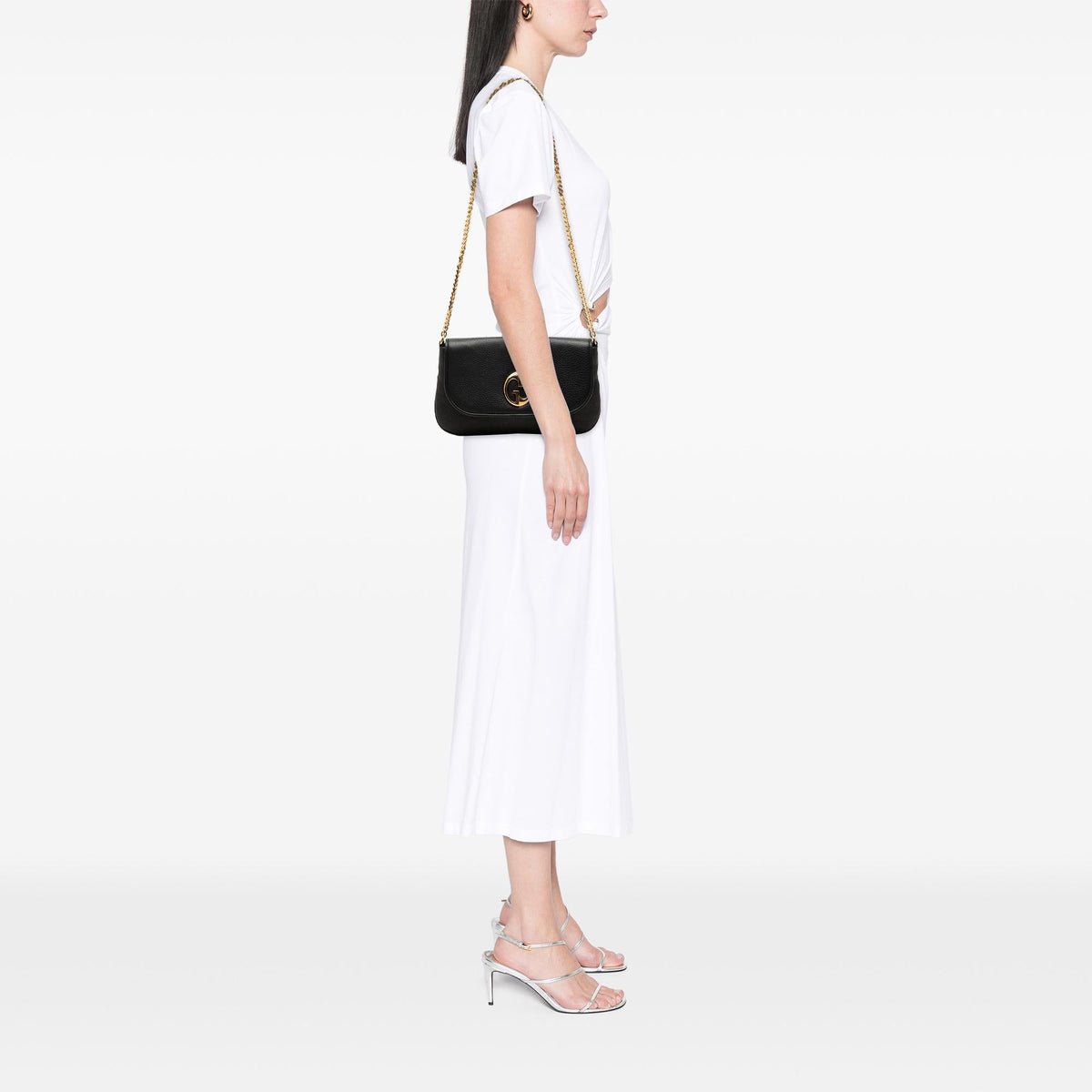 Gucci Medium Calfskin 1973 Chain Shoulder Bag - Black