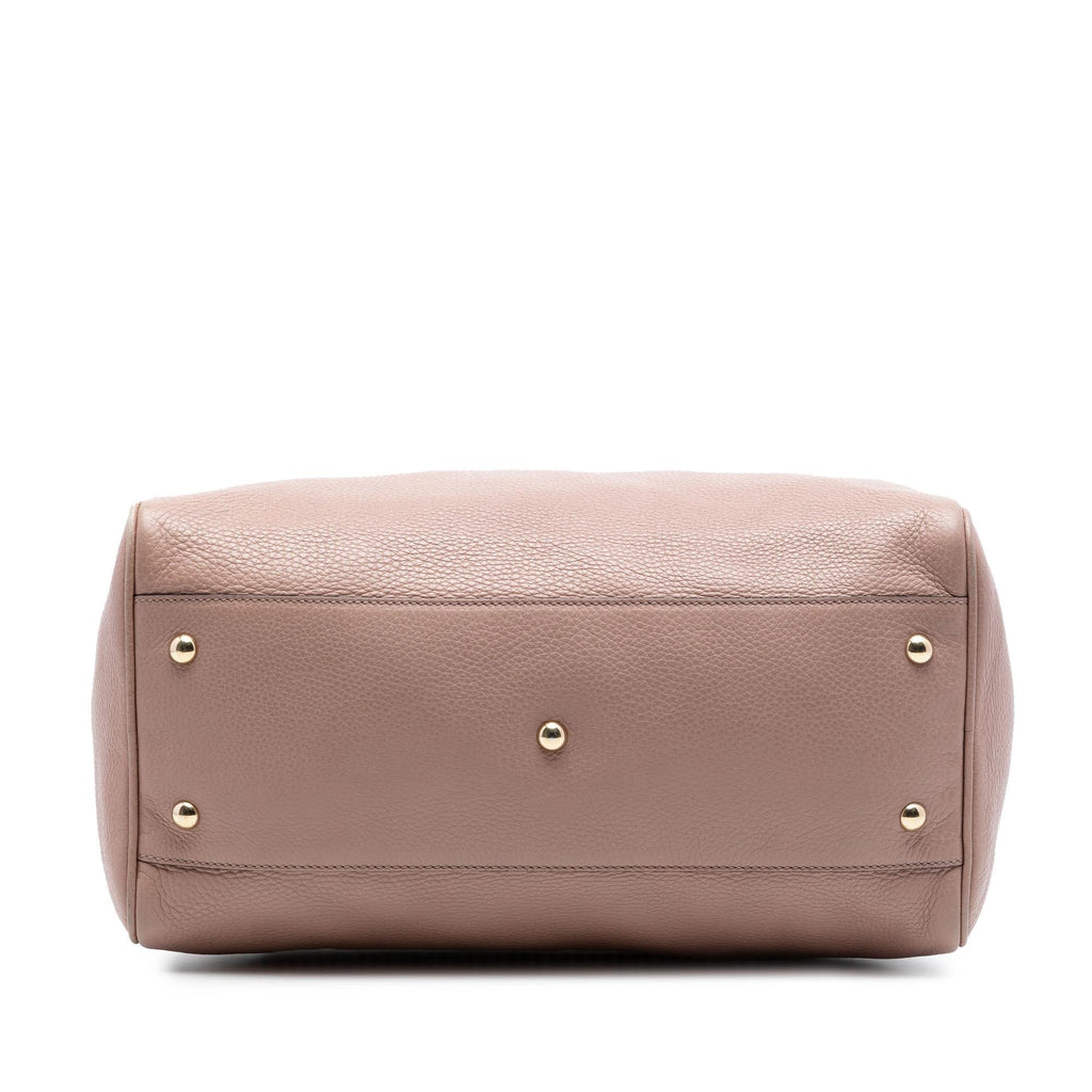 Gucci Medium Calfskin Bamboo Shopper Boston Bag - Brown
