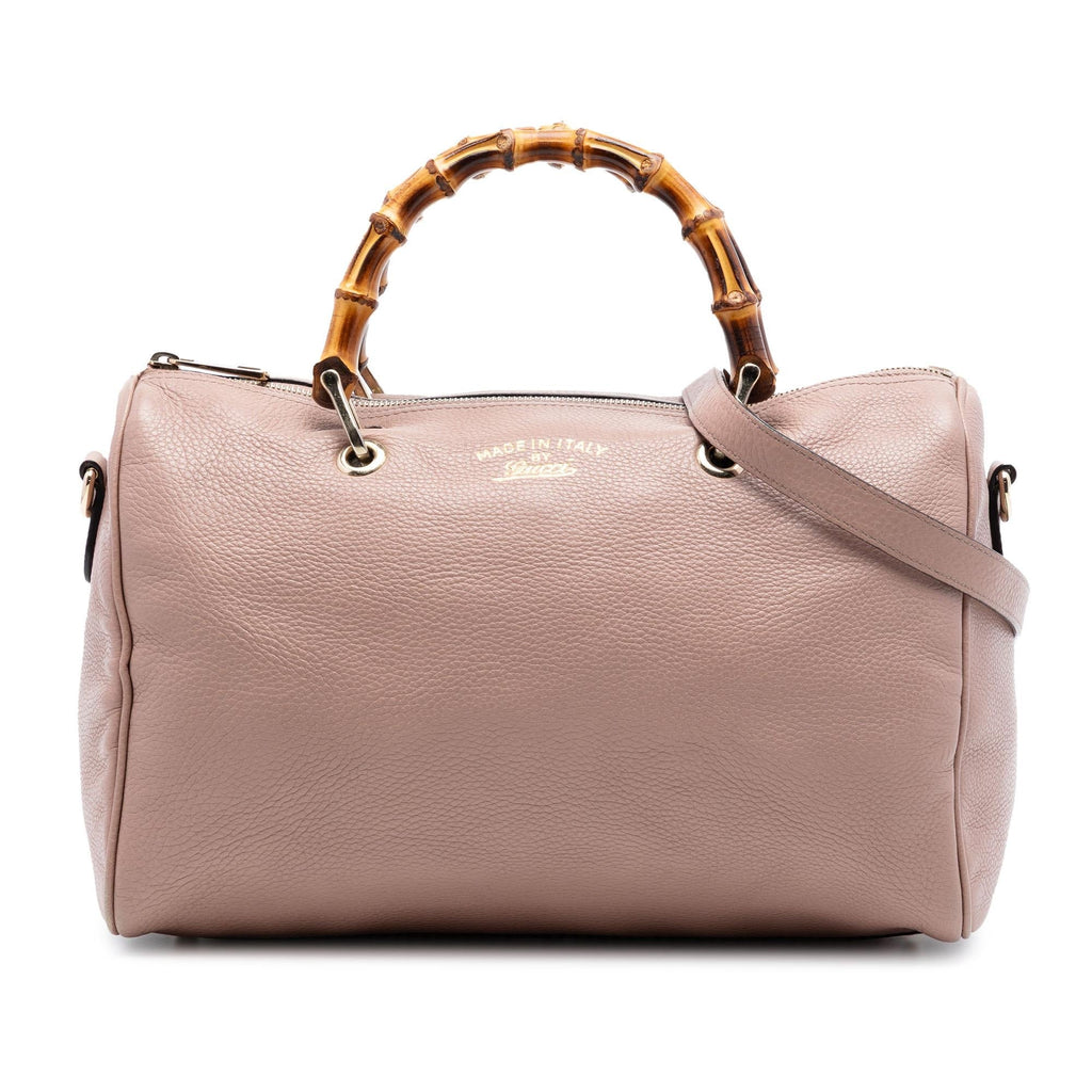 Gucci Medium Calfskin Bamboo Shopper Boston Bag - Brown