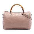 Gucci Medium Calfskin Bamboo Shopper Boston Bag - Brown