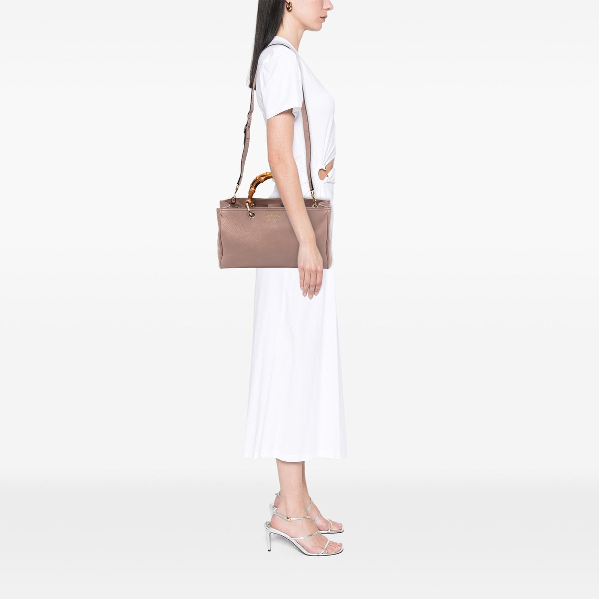 Gucci Medium Calfskin Bamboo Shopper Satchel - Pink