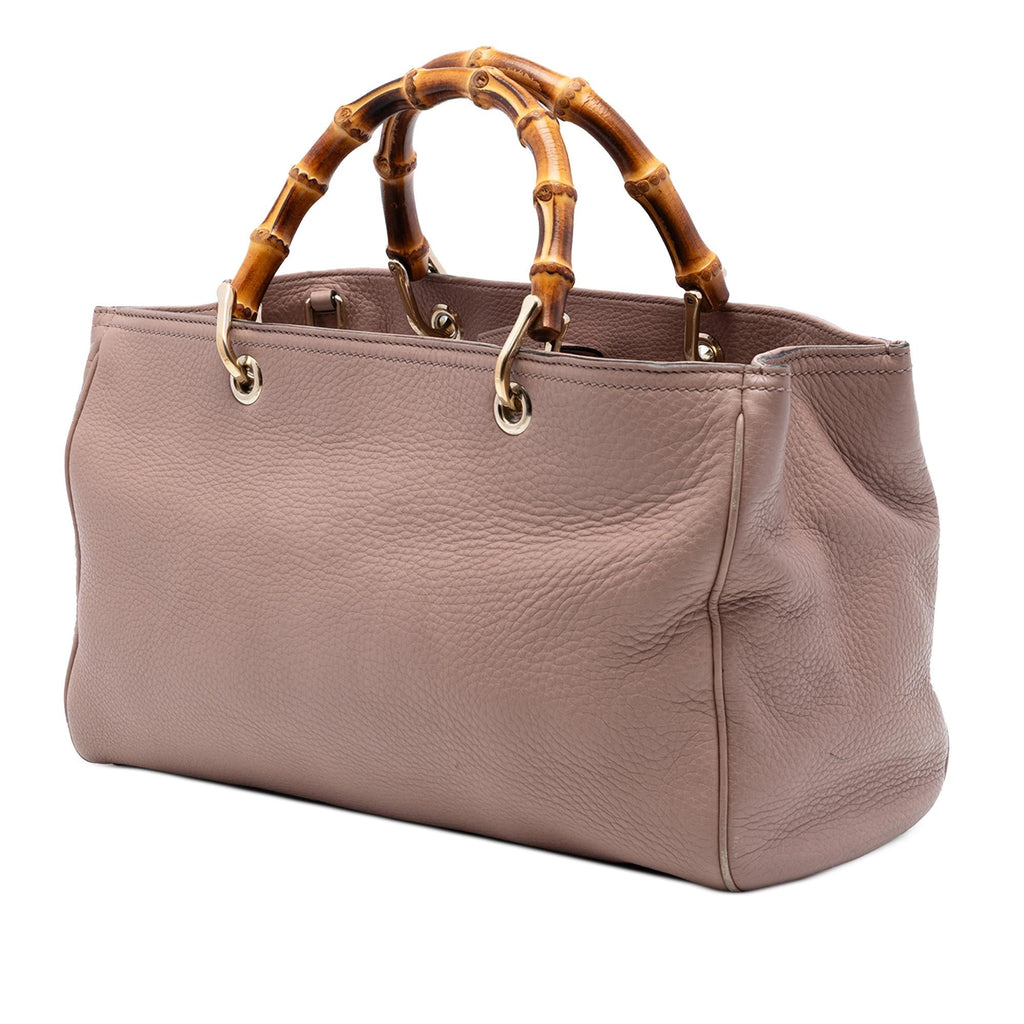 Gucci Medium Calfskin Bamboo Shopper Satchel - Pink