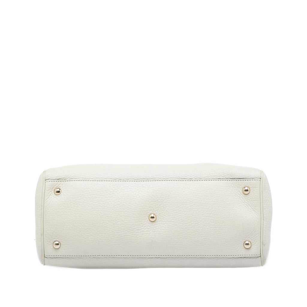 Gucci Medium Calfskin Bamboo Shopper Satchel - White