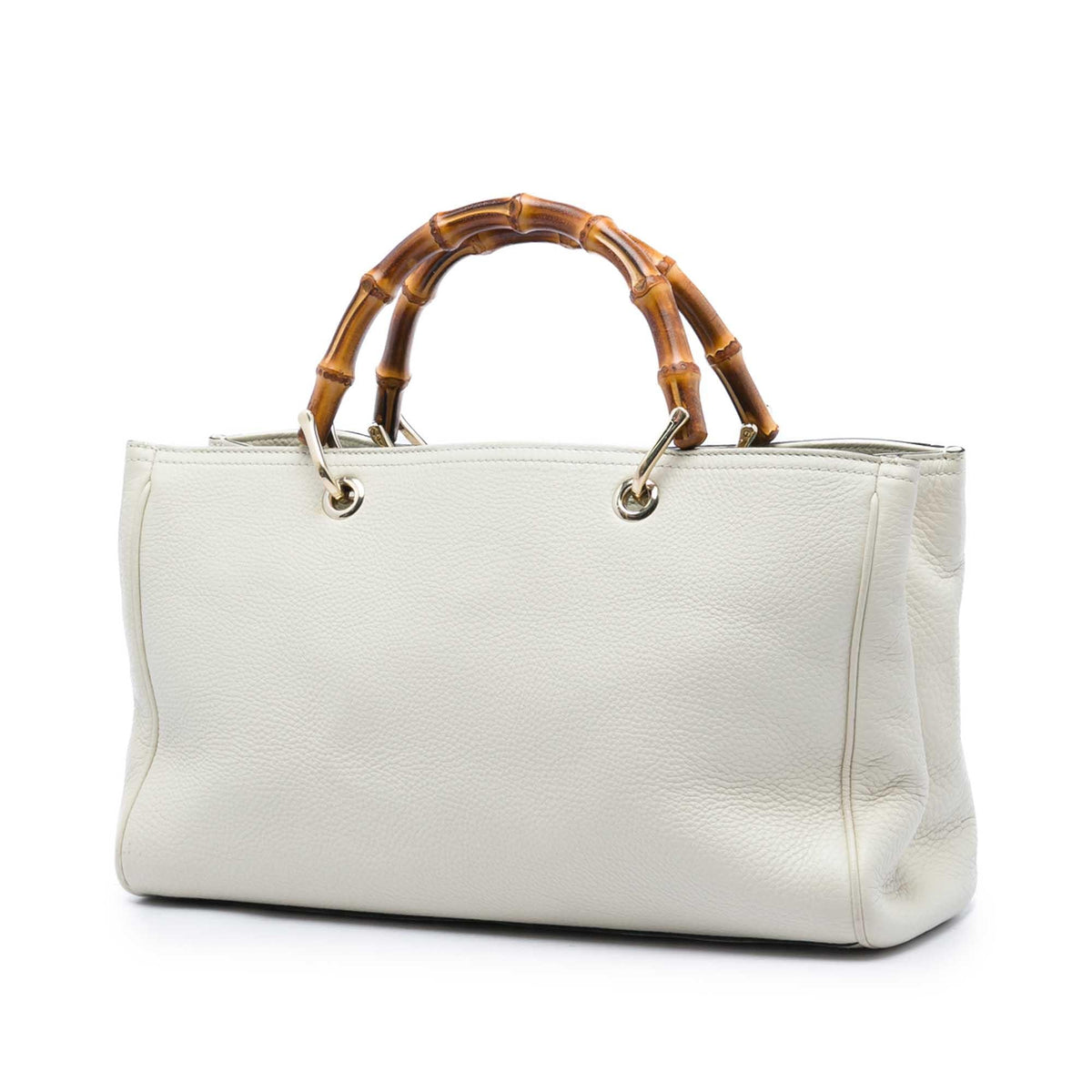 Gucci Medium Calfskin Bamboo Shopper Satchel - White