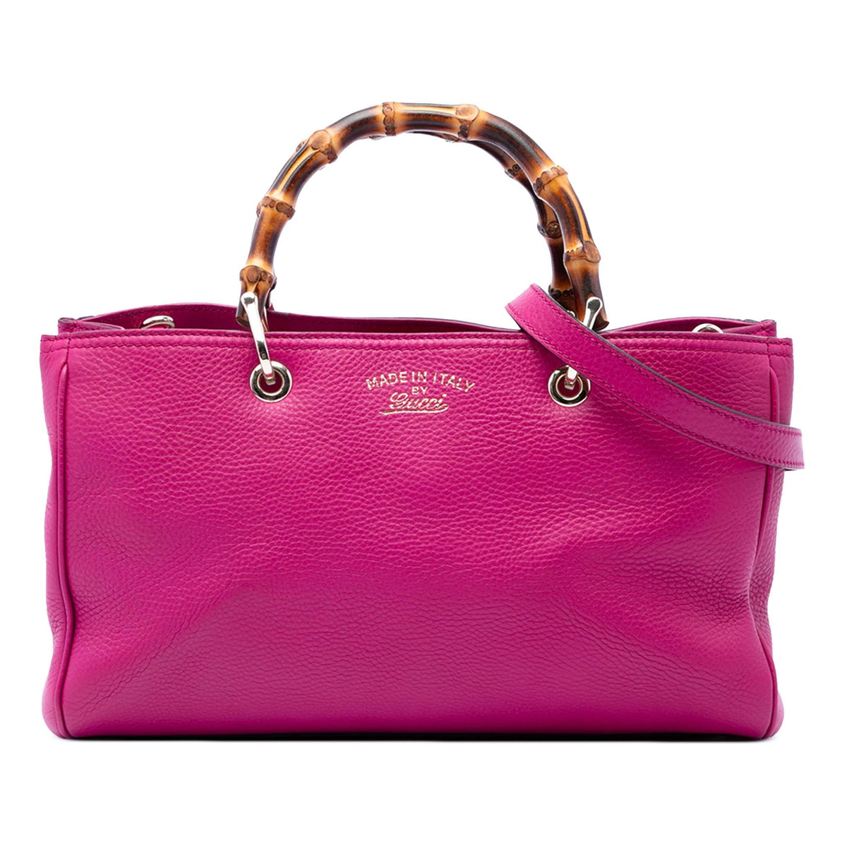Gucci Medium Calfskin Bamboo Shopper Satchel - Pink