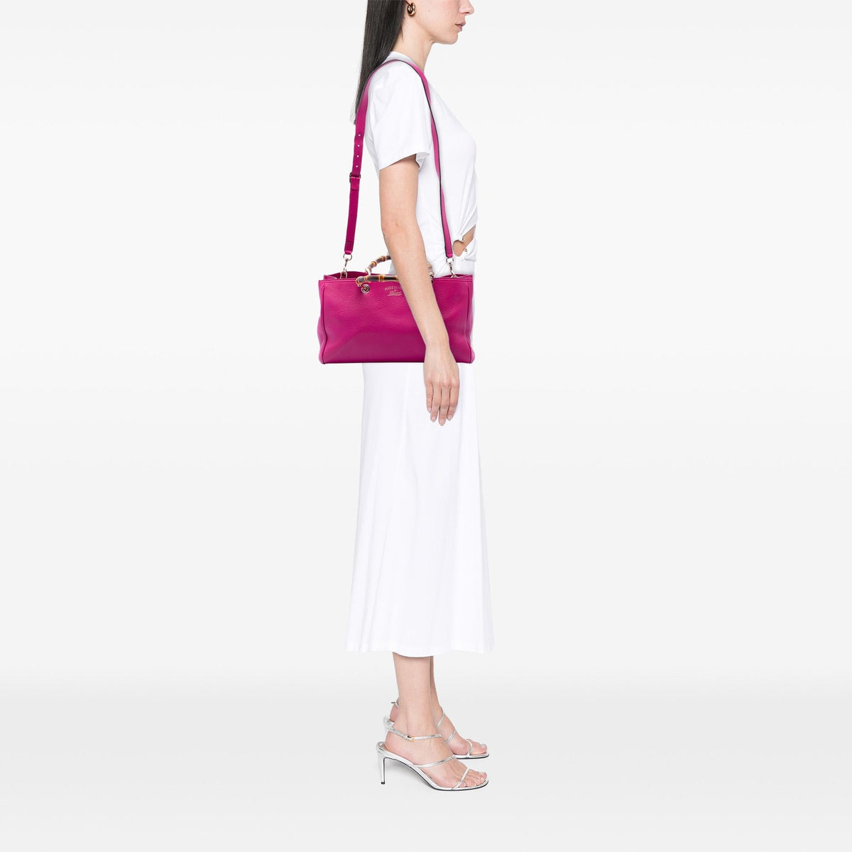 Gucci Medium Calfskin Bamboo Shopper Satchel - Pink