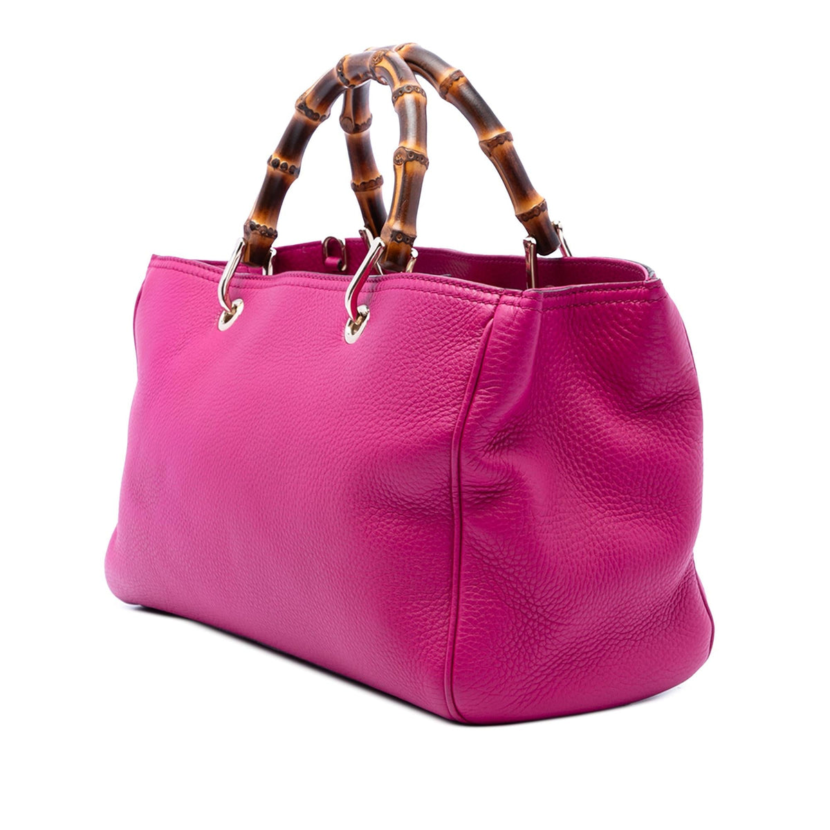 Gucci Medium Calfskin Bamboo Shopper Satchel - Pink
