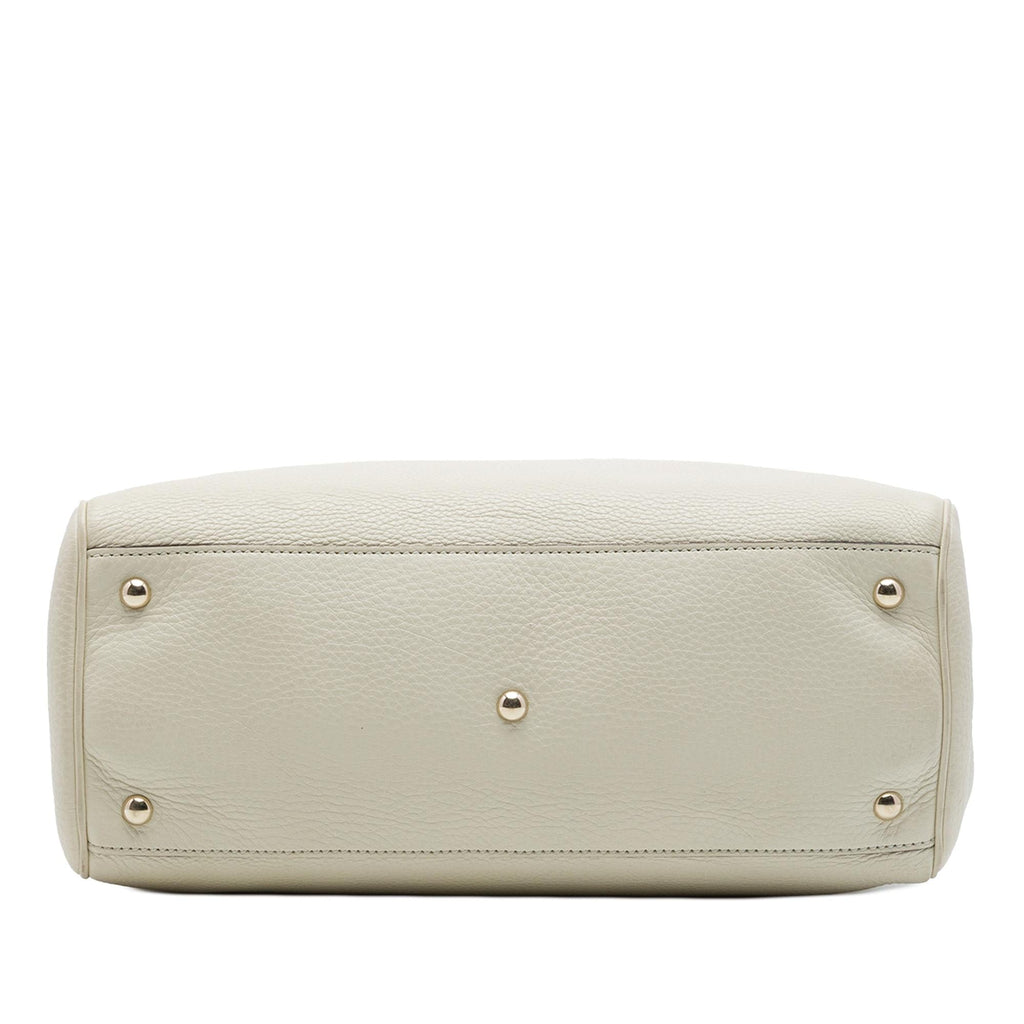 Gucci Medium Calfskin Bamboo Shopper Satchel - White