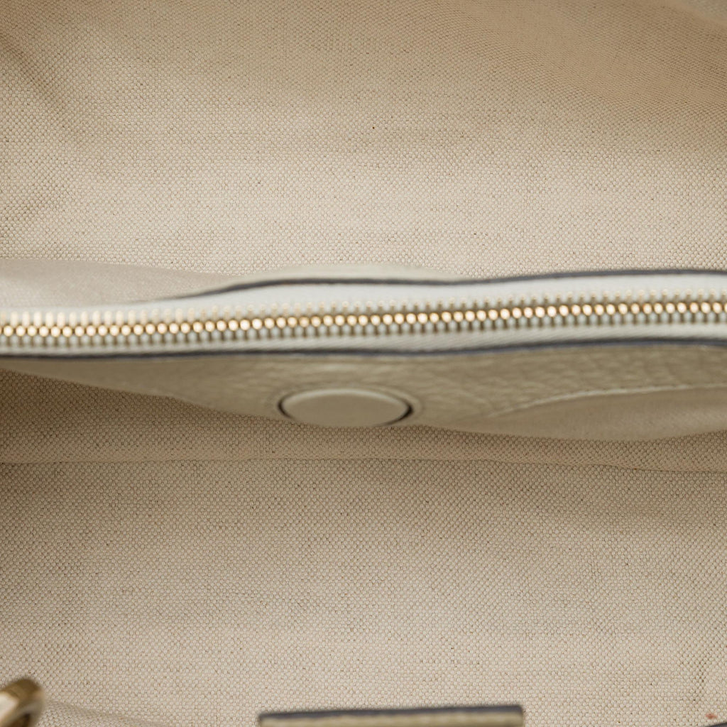 Gucci Medium Calfskin Bamboo Shopper Satchel - White