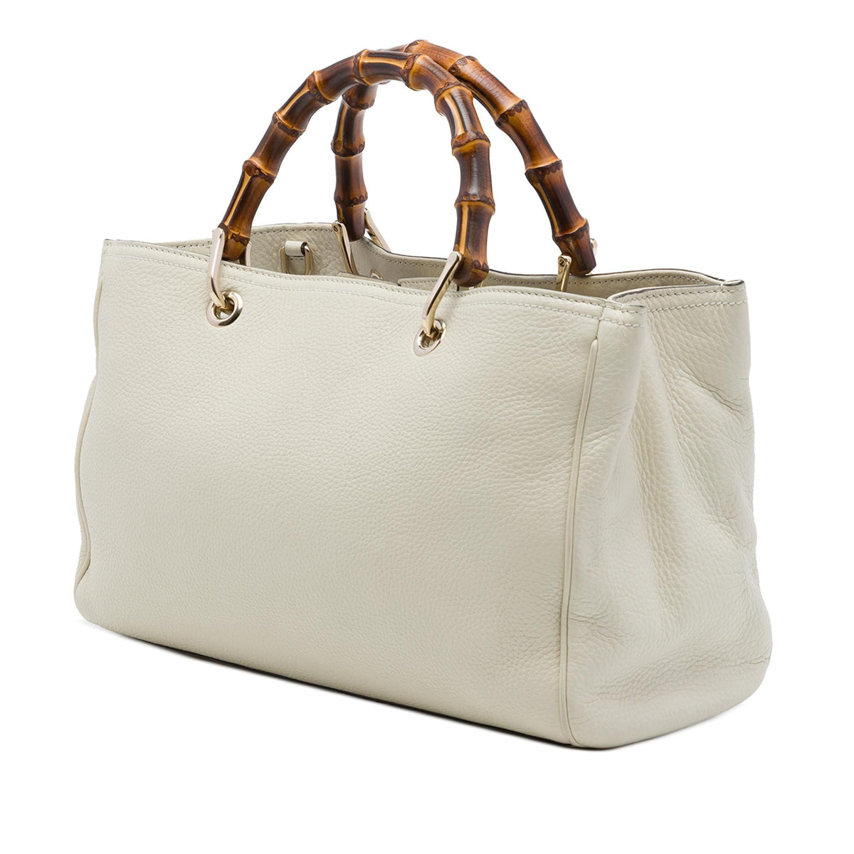Gucci Medium Calfskin Bamboo Shopper Satchel - White
