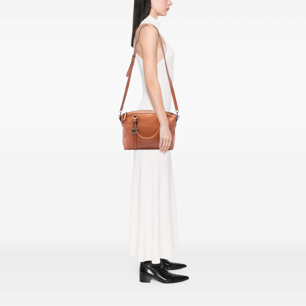 Gucci Medium Calfskin GG Charm Dome Satchel - Brown