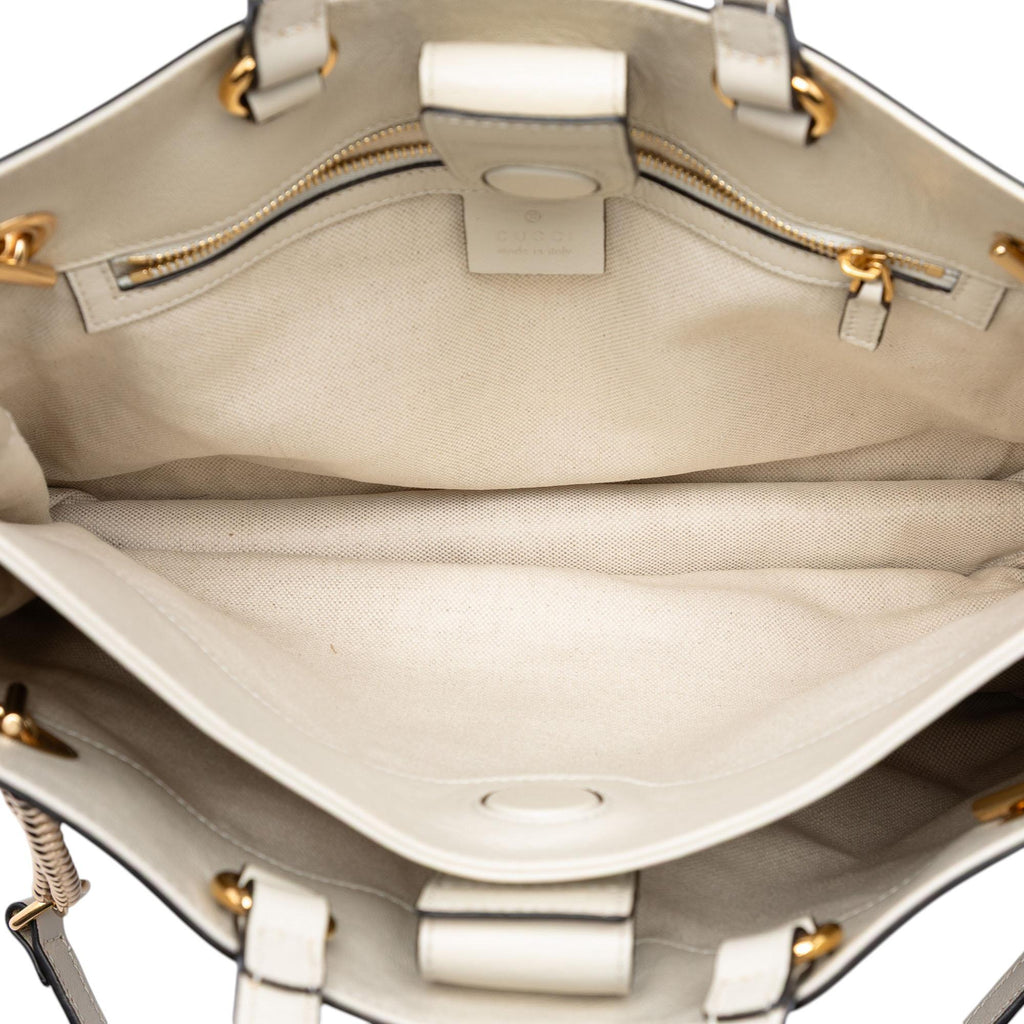 Gucci Medium Calfskin Horsebit 1955 Chain Tote Bag - White