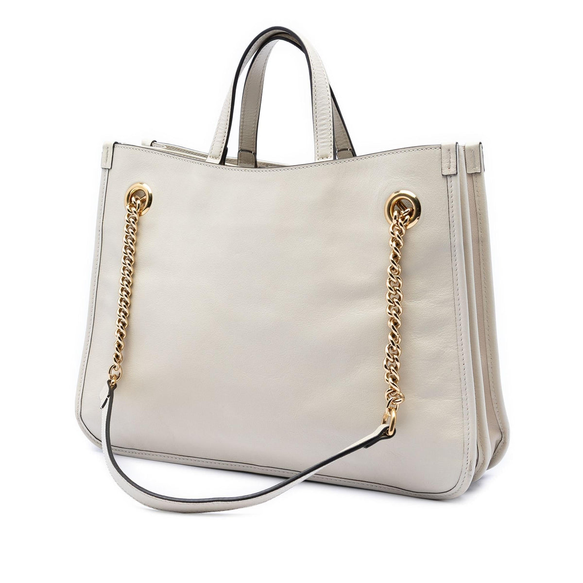 Gucci Medium Calfskin Horsebit 1955 Chain Tote Bag - White