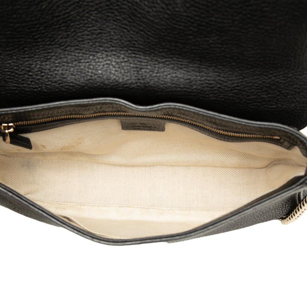 Gucci Medium Calfskin Soho Chain Flap Crossbody Bag - Black