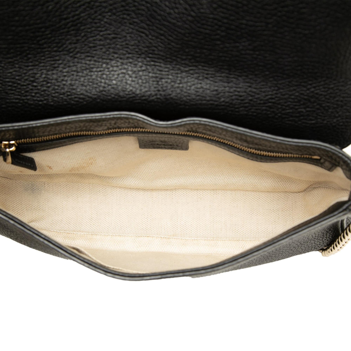 Gucci Medium Calfskin Soho Chain Flap Crossbody Bag - Black