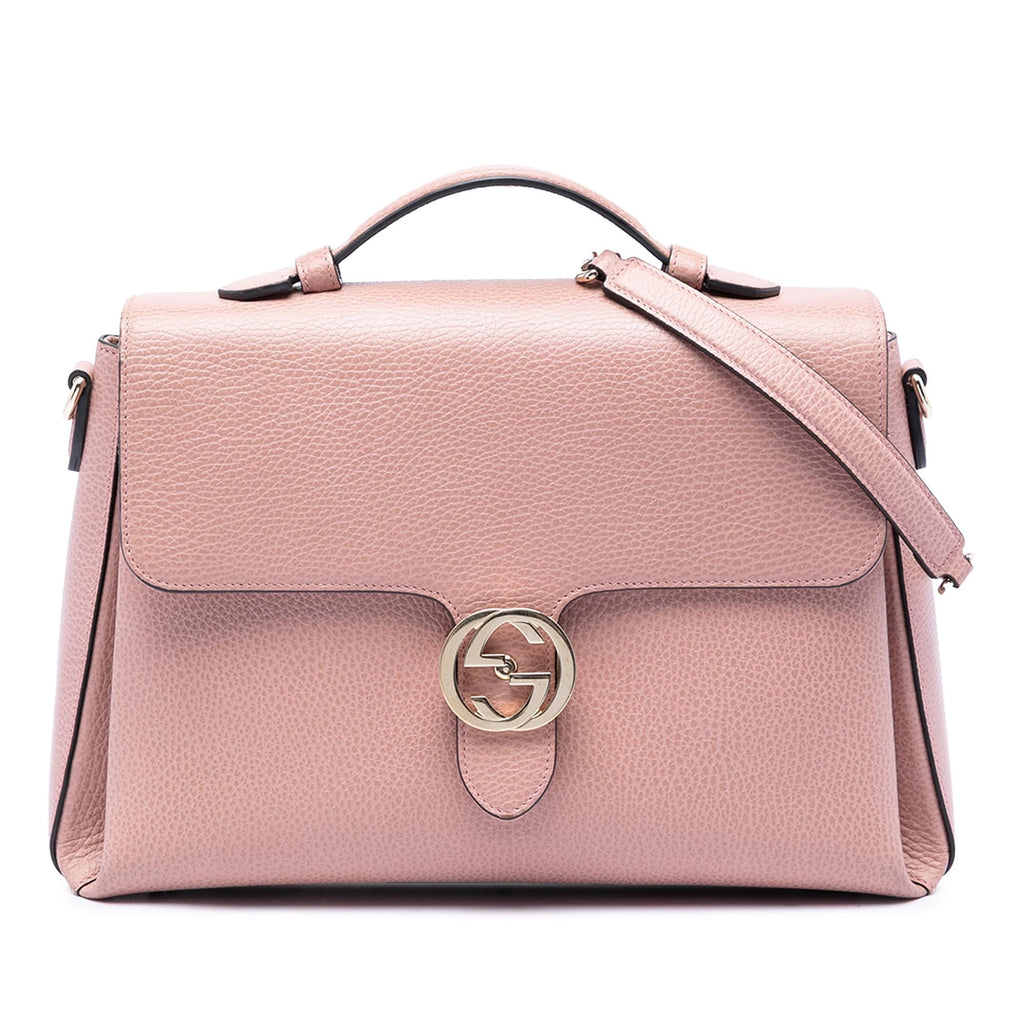 Gucci Medium Dollar Calfskin Interlocking G Satchel - Pink