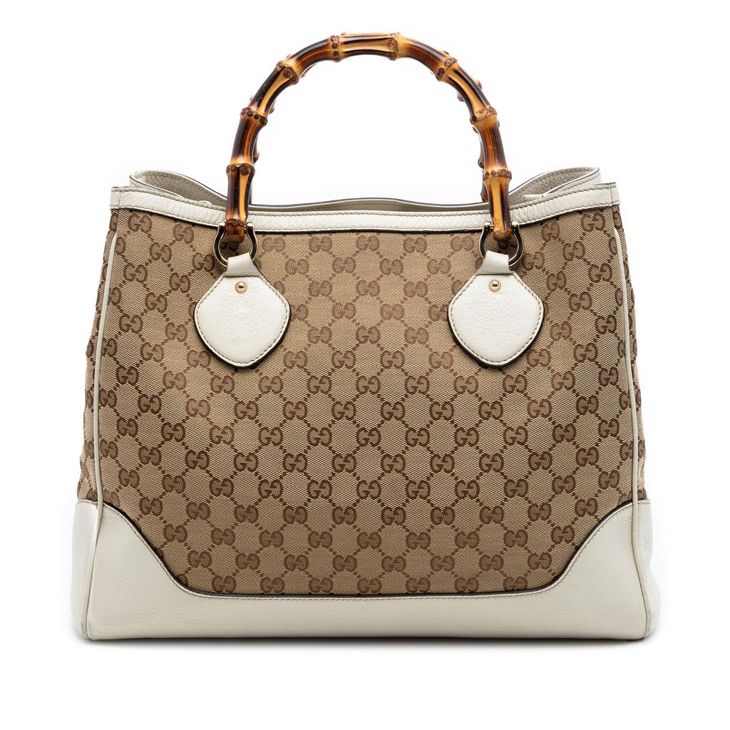 Gucci Medium GG Canvas Bamboo Diana Tote Bag - Beige
