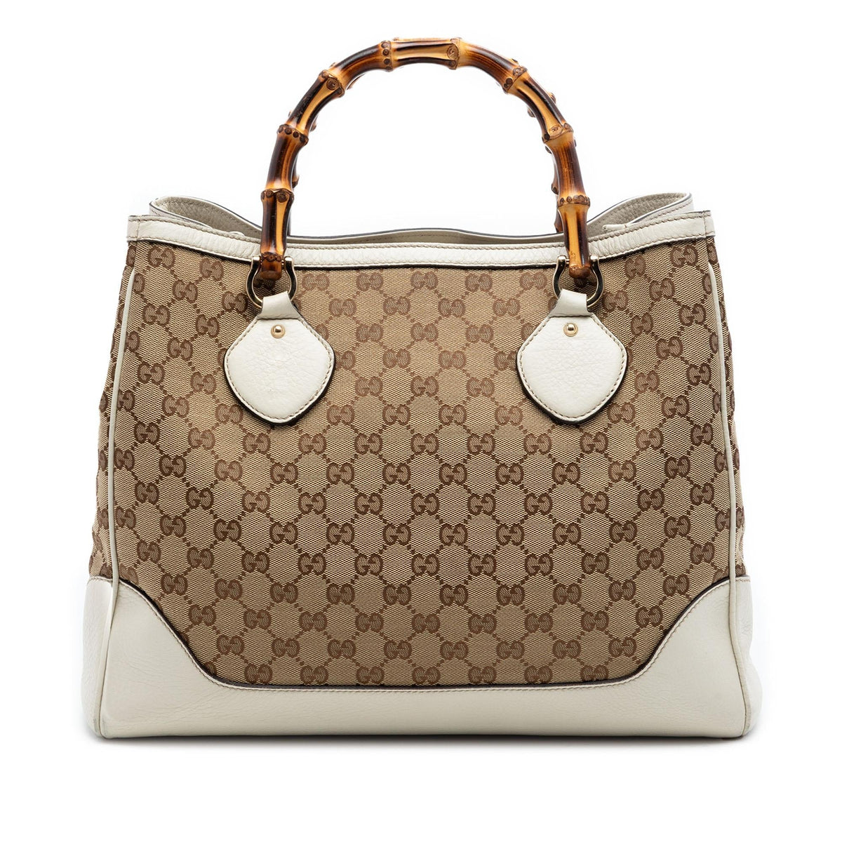 Gucci Medium GG Canvas Bamboo Diana Tote Bag - Beige