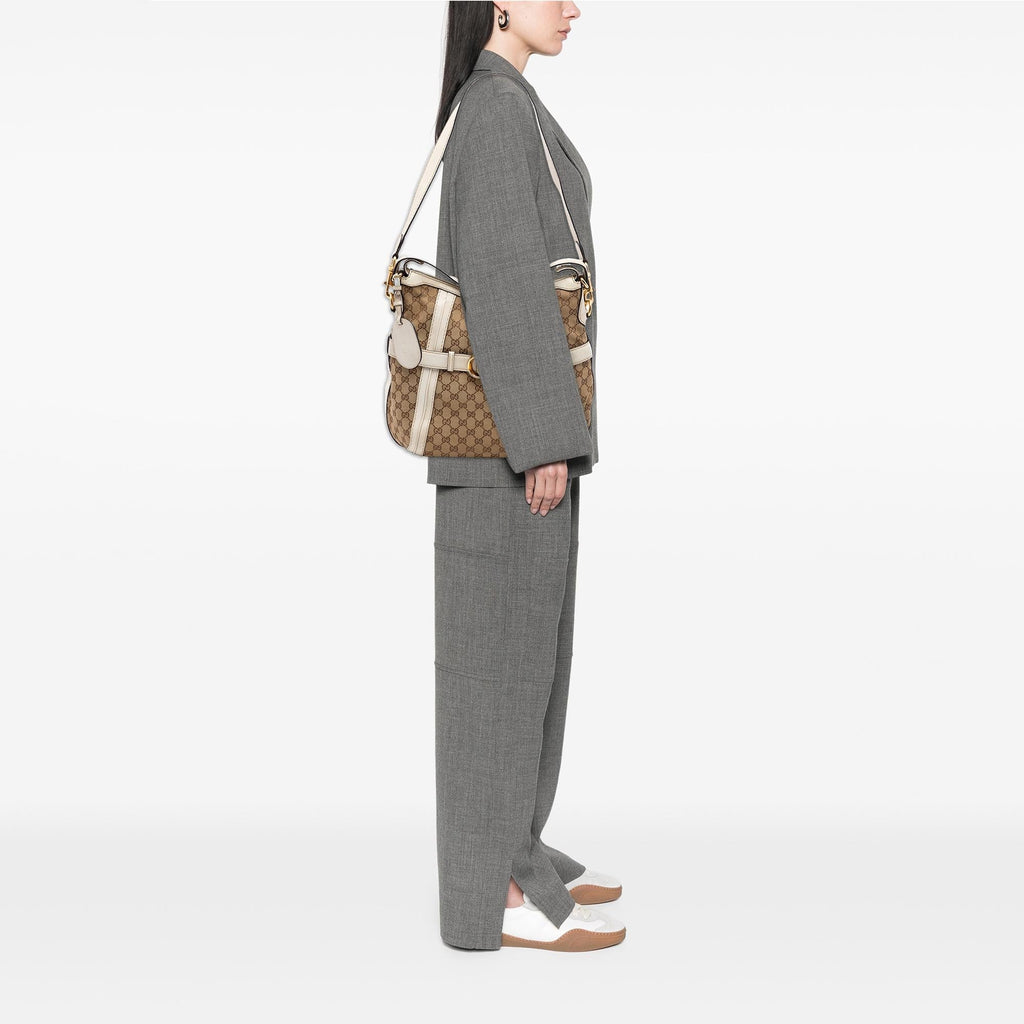 Gucci Medium GG Canvas Running Satchel - Beige