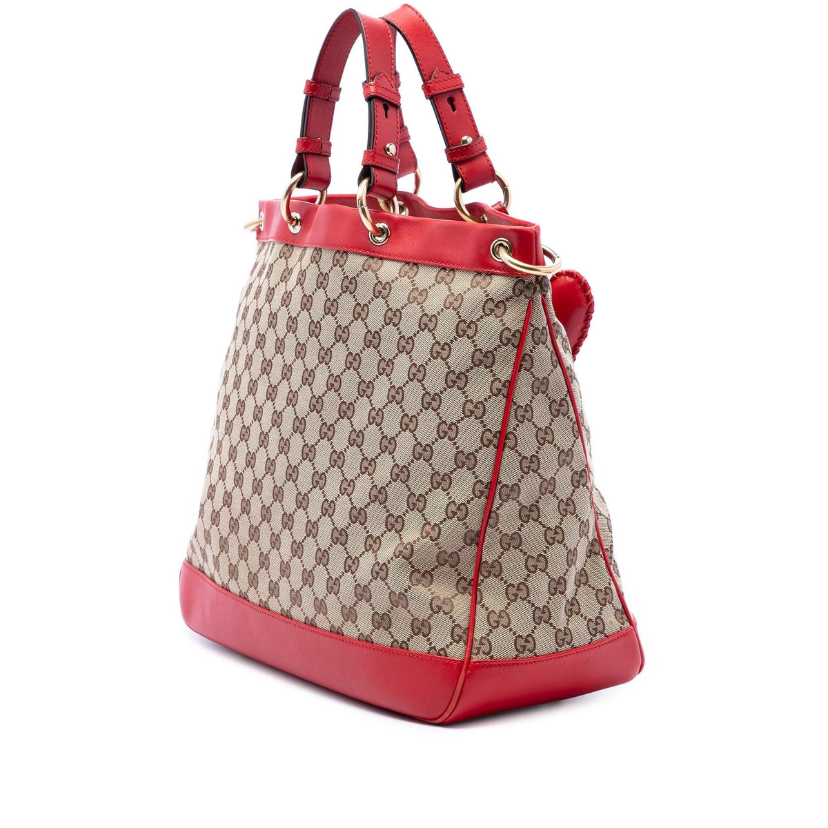Gucci Medium GG Canvas Valentine Top Handle Bag - Beige/Red