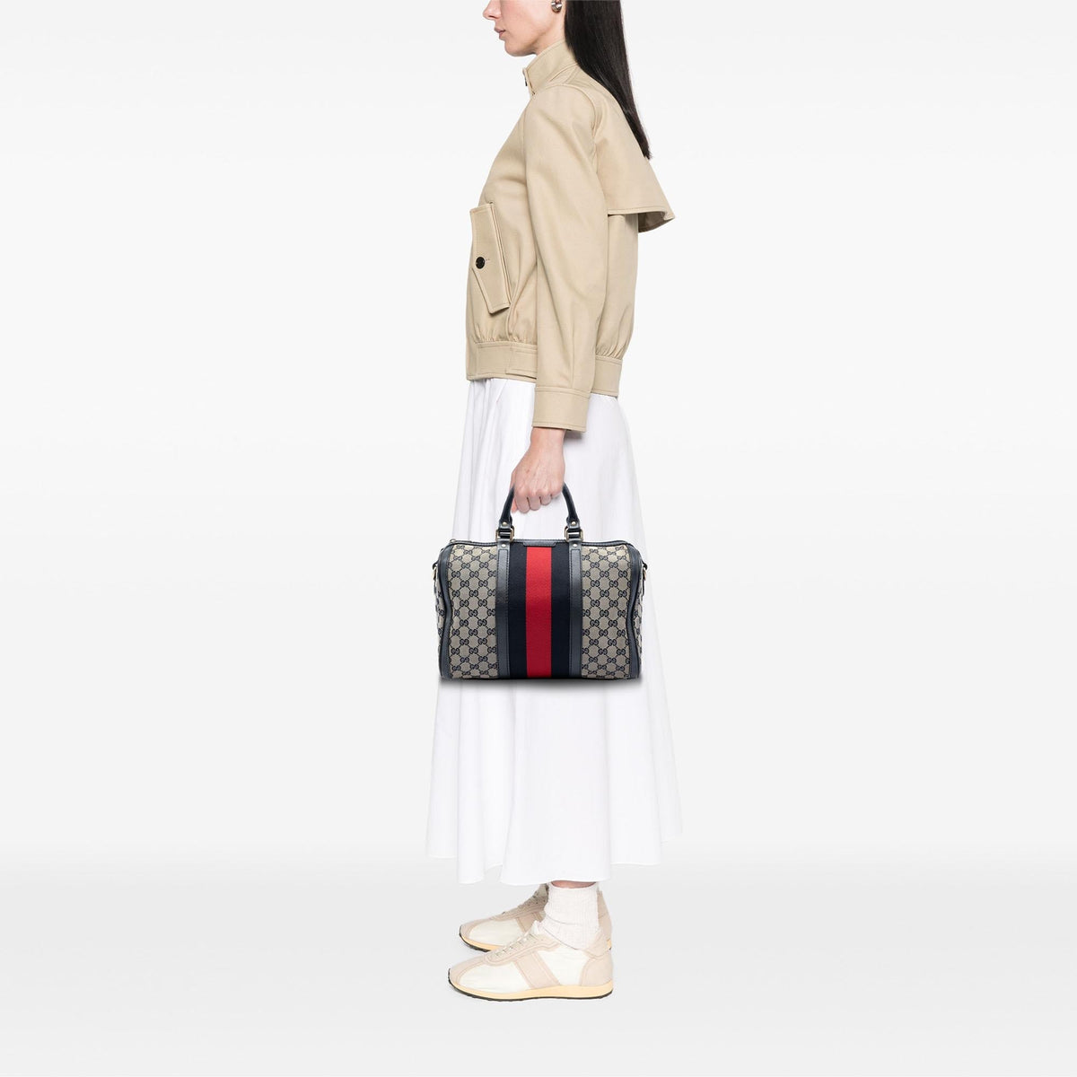 Gucci Medium GG Canvas Web Joy Boston Bag - Beige