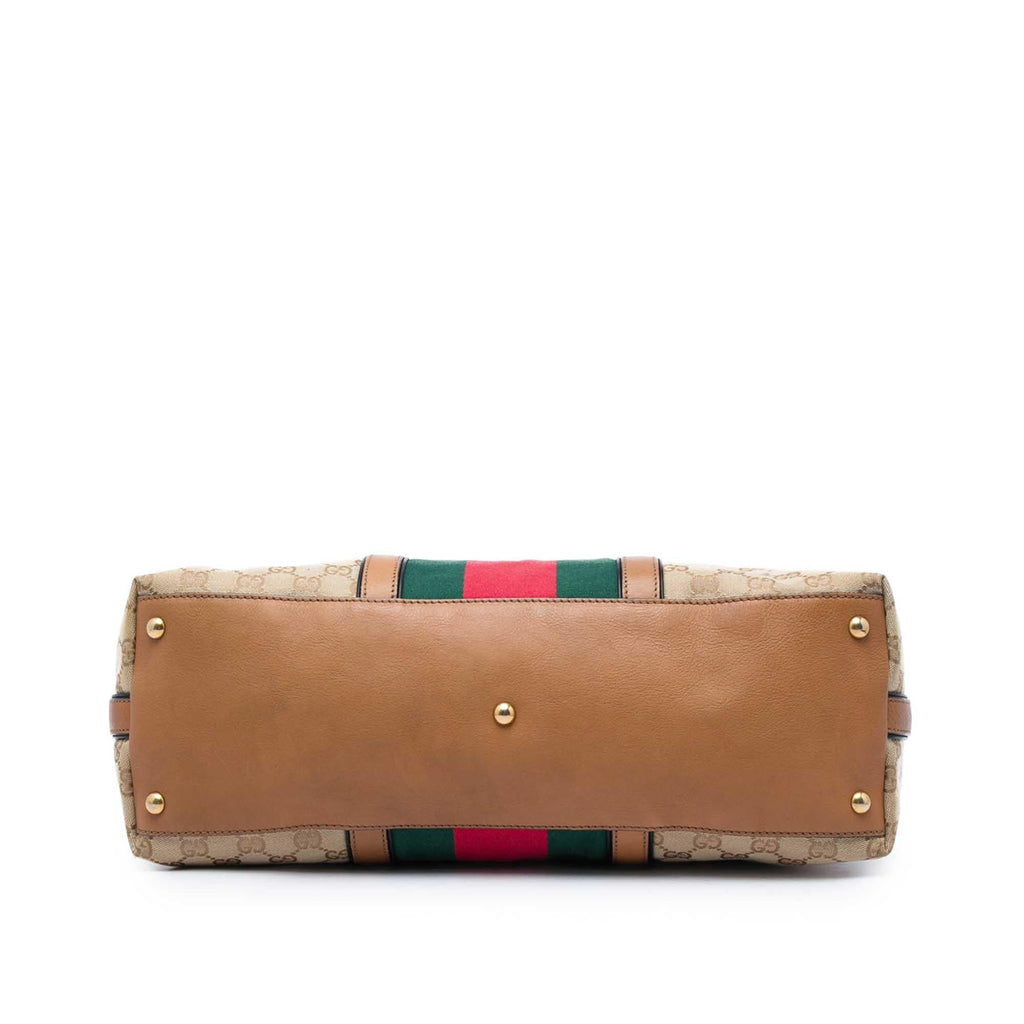 Gucci Medium GG Canvas Web Rania Top Handle Bag - Beige