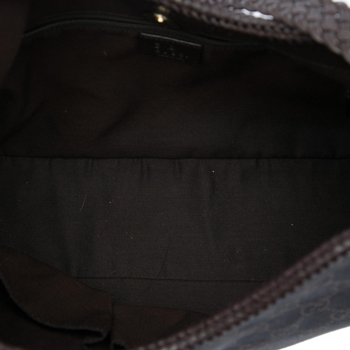 Gucci Medium GG Denim Marrakech Shoulder Bag - Brown