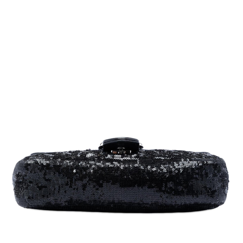 Gucci Medium GG Marmont Matelasse Sequin and Leather Shoulder Bag - Black