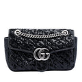 Gucci Medium GG Marmont Matelasse Sequin and Leather Shoulder Bag - Black