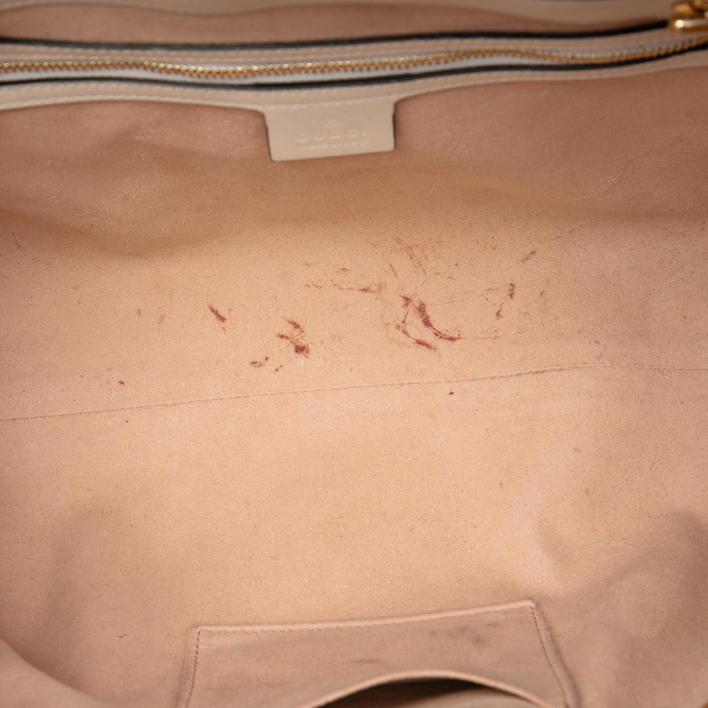 Gucci Medium GG Supreme Padlock Tote Bag - Beige/White