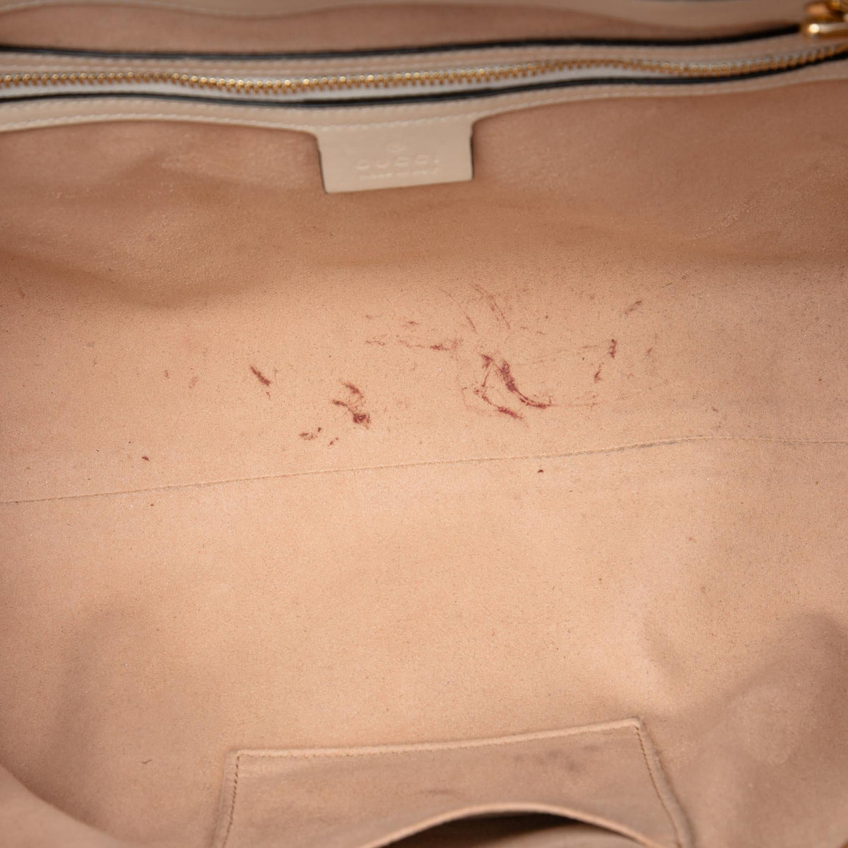 Gucci Medium GG Supreme Padlock Tote Bag - Beige/White