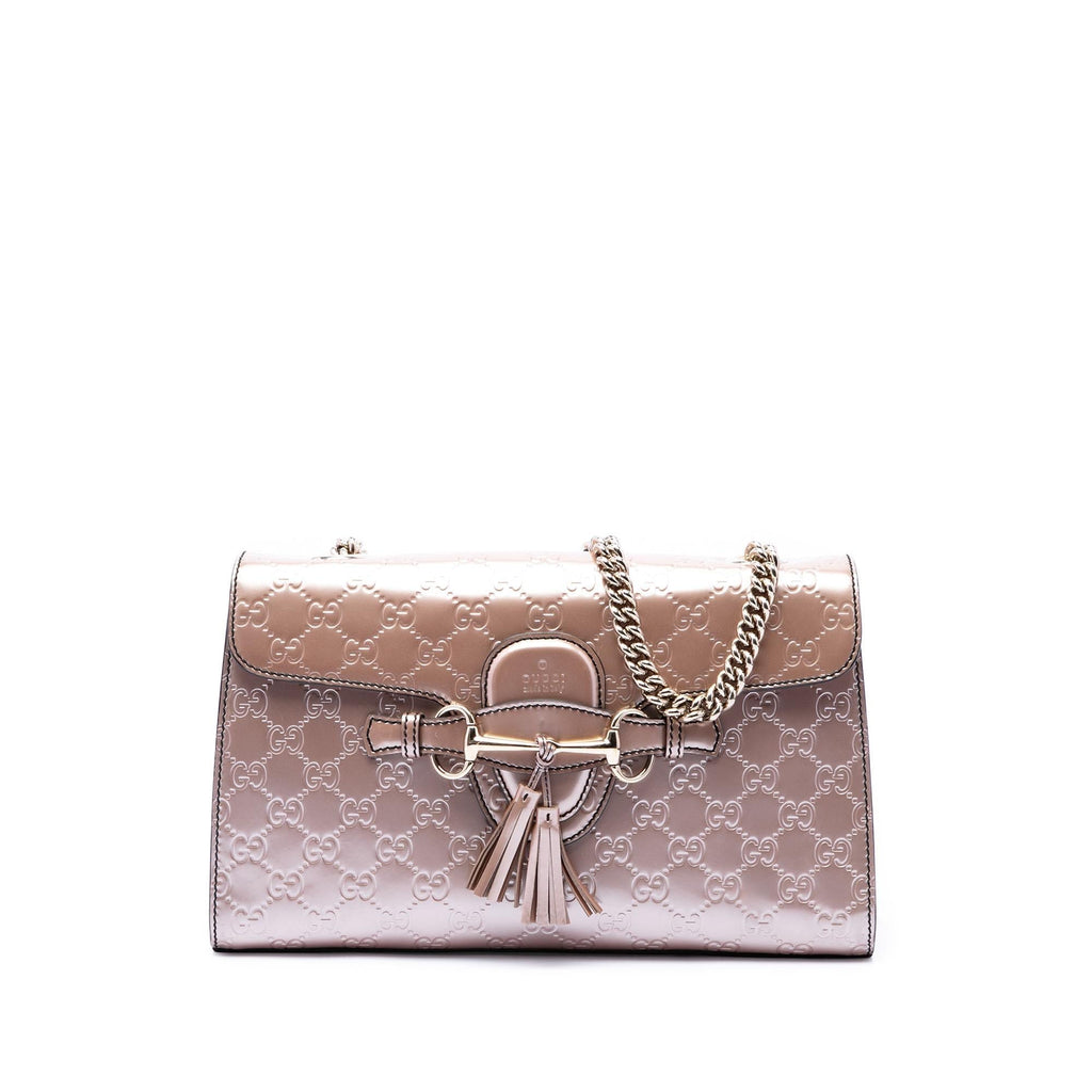 Gucci Medium Guccissima Patent Emily Shoulder Bag - Pink