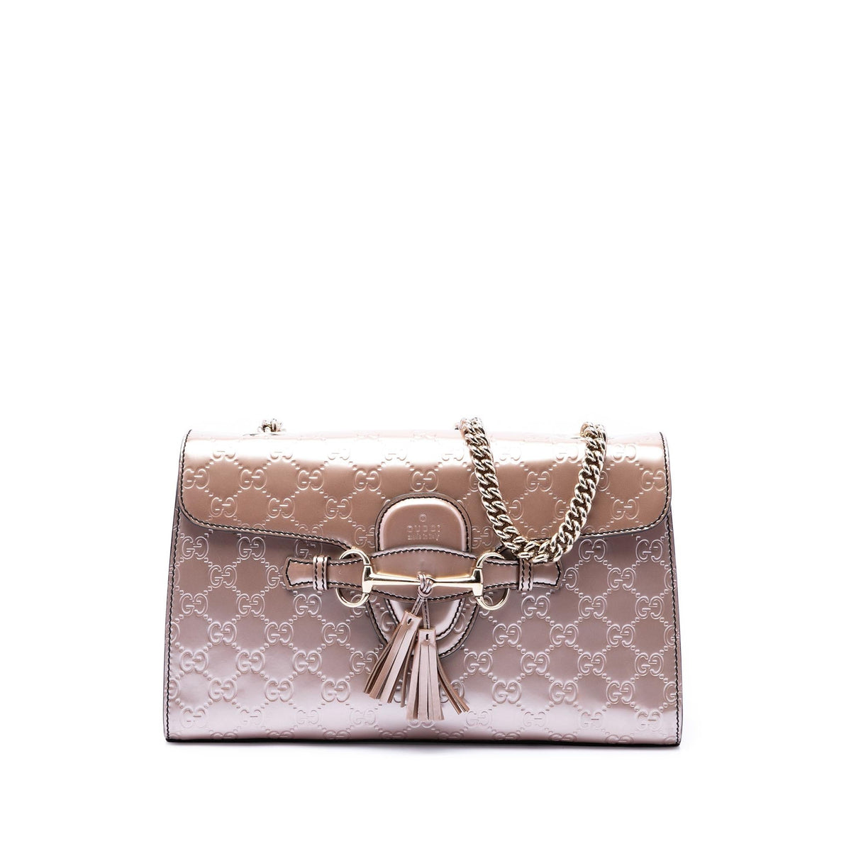 Gucci Medium Guccissima Patent Emily Shoulder Bag - Pink