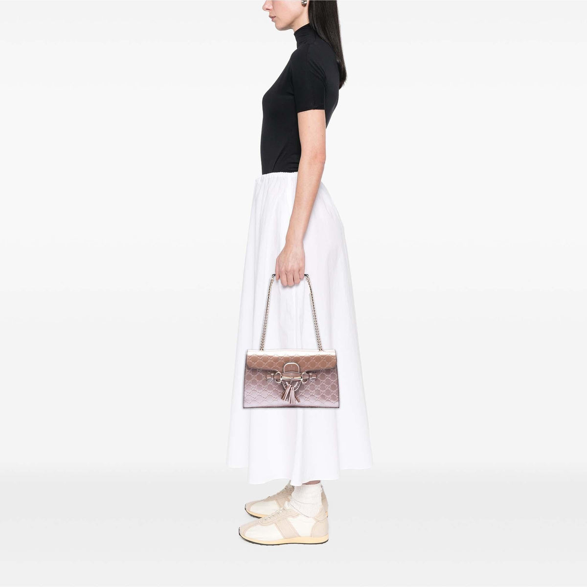 Gucci Medium Guccissima Patent Emily Shoulder Bag - Pink