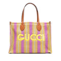 Gucci Medium Jute Embroidered Logo Shopper Tote Bag - Purple