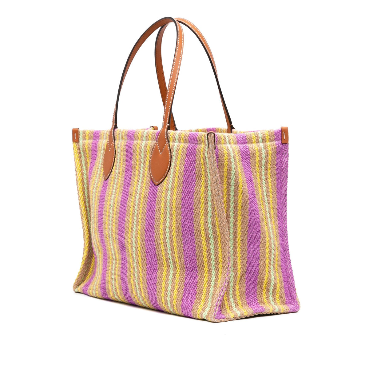 Gucci Medium Jute Embroidered Logo Shopper Tote Bag - Purple