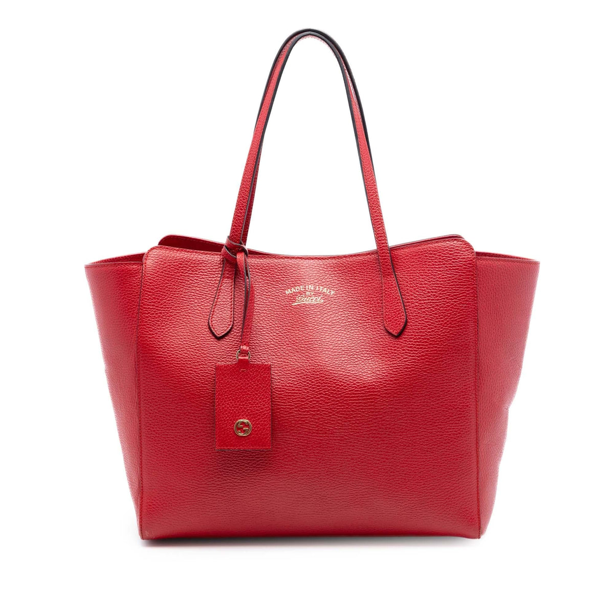 Gucci Medium Leather Swing Tote Bag - Red