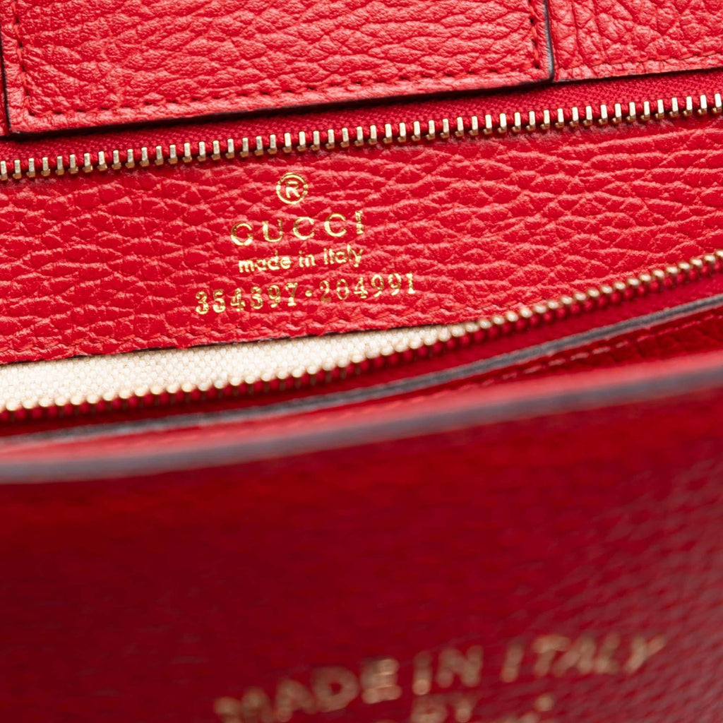 Gucci Medium Leather Swing Tote Bag - Red
