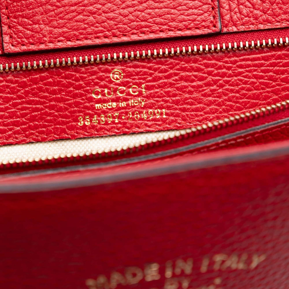 Gucci Medium Leather Swing Tote Bag - Red