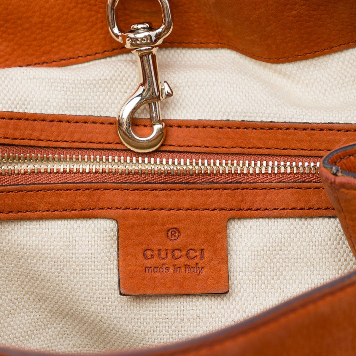Gucci Medium Nubuck Leather Soho Chain Tote Bag - Orange